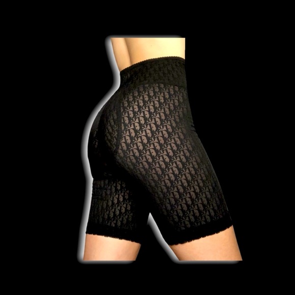 Christian Dior Black Monogram Logo Sheer Biker Girdle Shorts - Picture 12 of 16